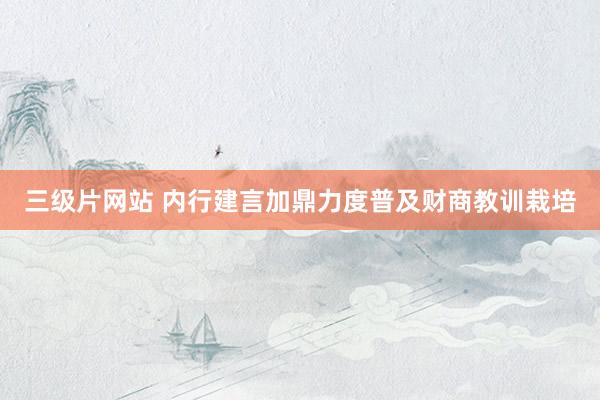 三级片网站 内行建言加鼎力度普及财商教训栽培