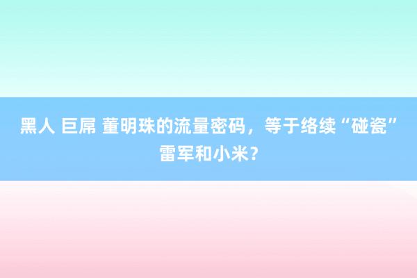 黑人 巨屌 董明珠的流量密码，等于络续“碰瓷”雷军和小米？