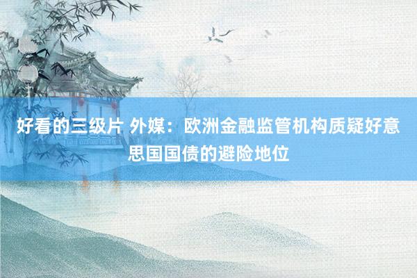 好看的三级片 外媒：欧洲金融监管机构质疑好意思国国债的避险地位